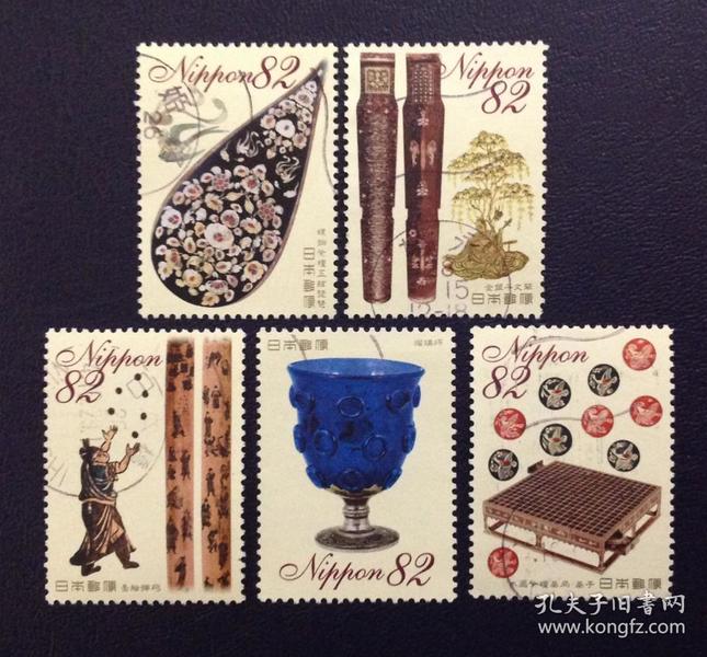 日郵·日本郵票信銷·櫻花目錄編號C2195 2014年正倉院寶物 第1集 5枚全（圍棋、古琴等）
