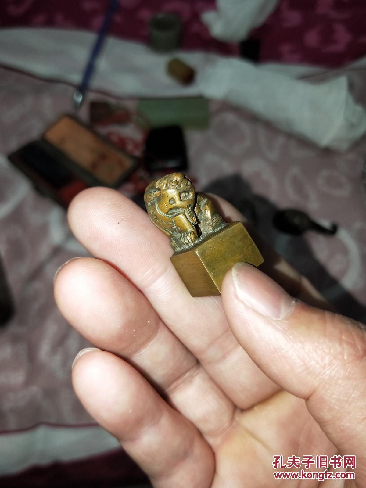 清代狮子头铜印章