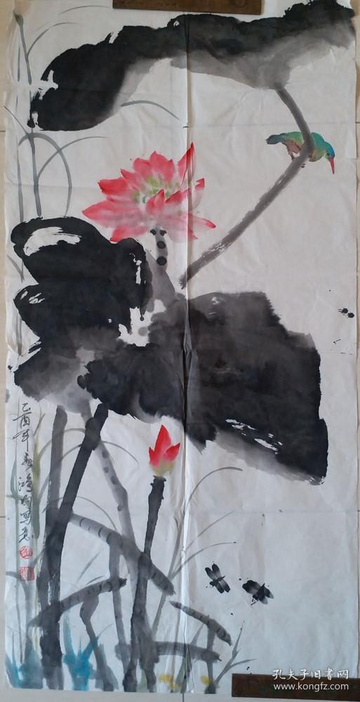 中央美术学院教授,花鸟画室主任金鸿钧"荷花"水墨画