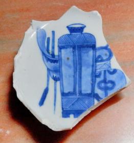 老古董瓷片标本清代早期康熙年间文房用具青花瓷瓷器样本