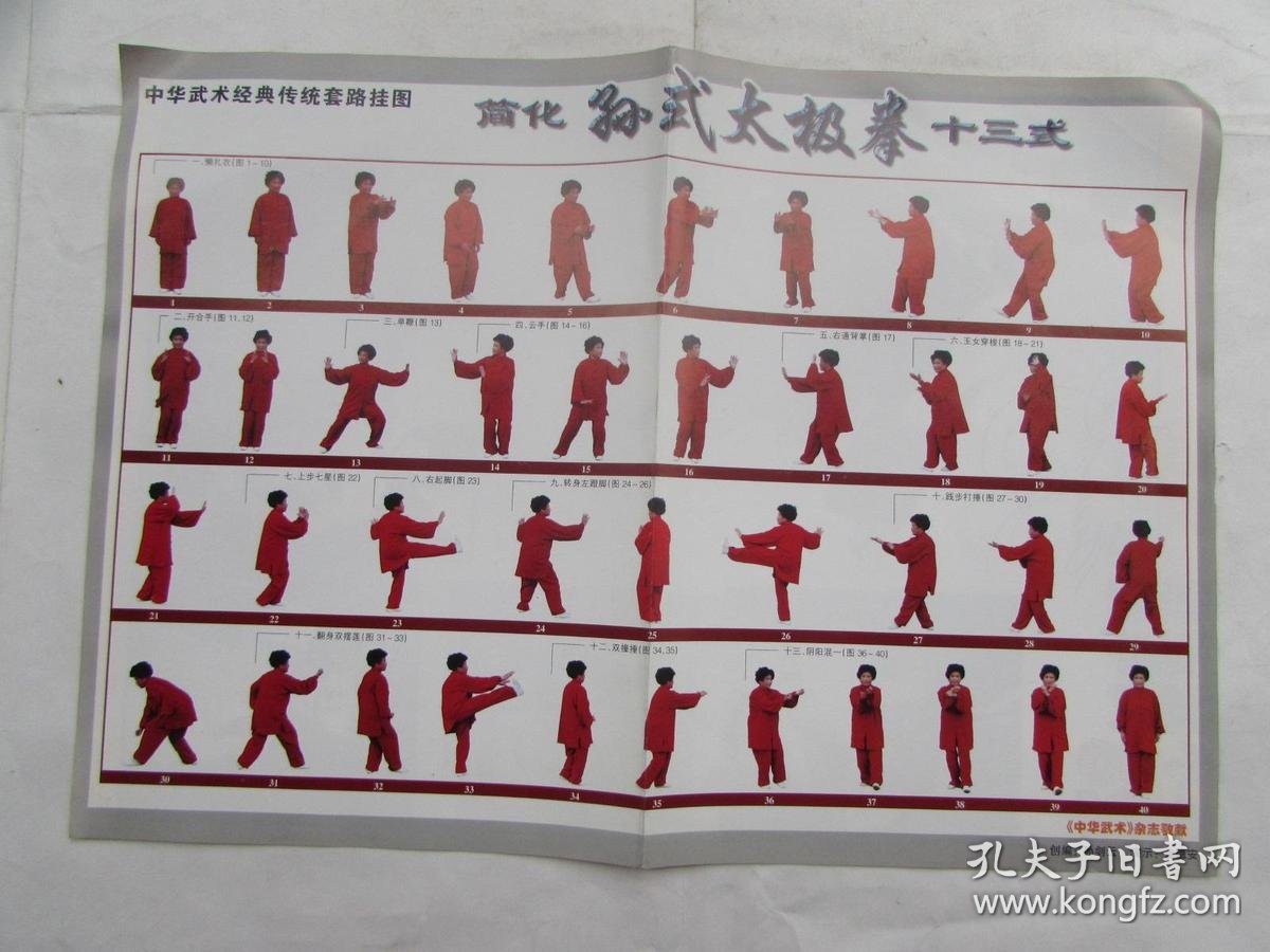 中华武术经典传统套路挂图--简化孙式太极拳十三式