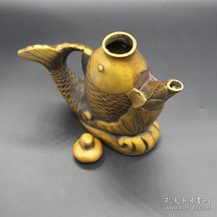 古玩杂项收藏仿古水壶鱼壶鲤鱼壶铜酒壶装饰摆件_孔夫子旧书网
