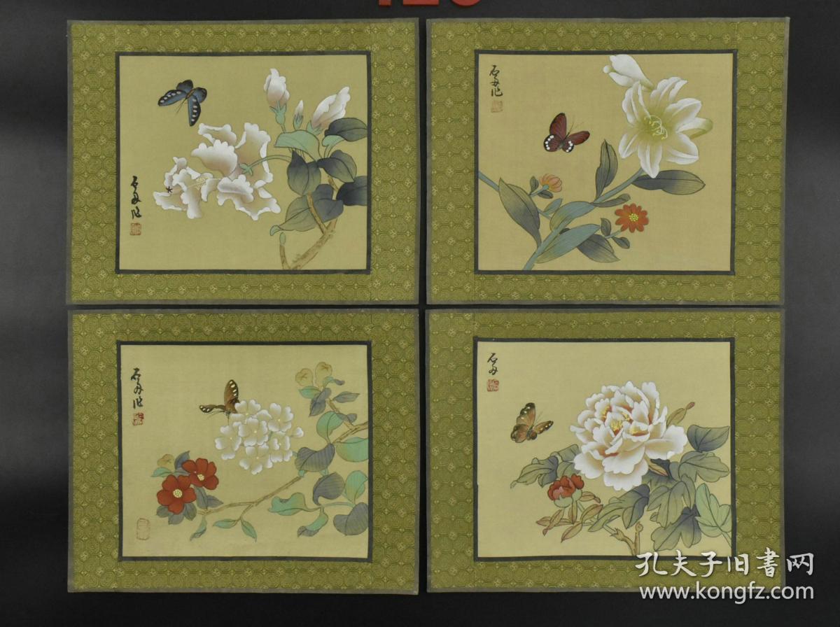 石舟,画家作绢本手绘《花鸟画》共四张 镜