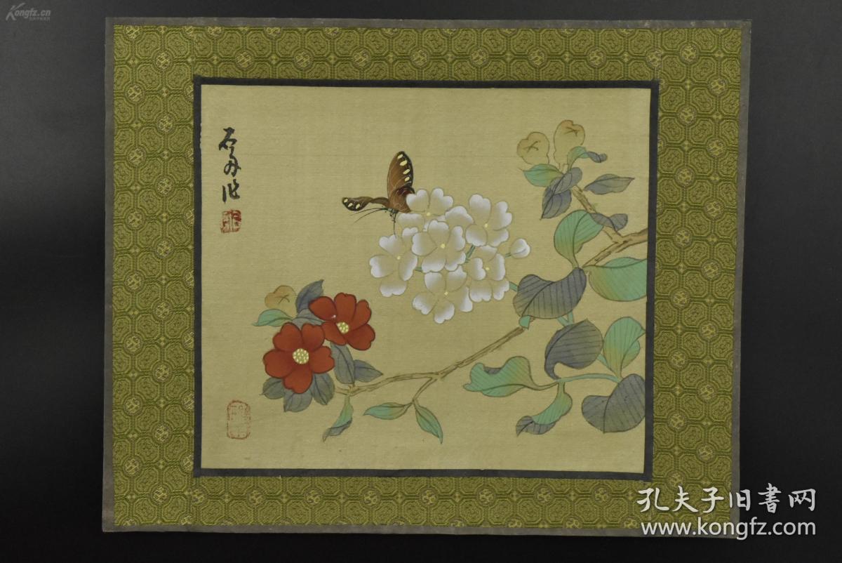 石舟,画家作绢本手绘《花鸟画》共四张 镜心 绫布装裱 背面盖有印章