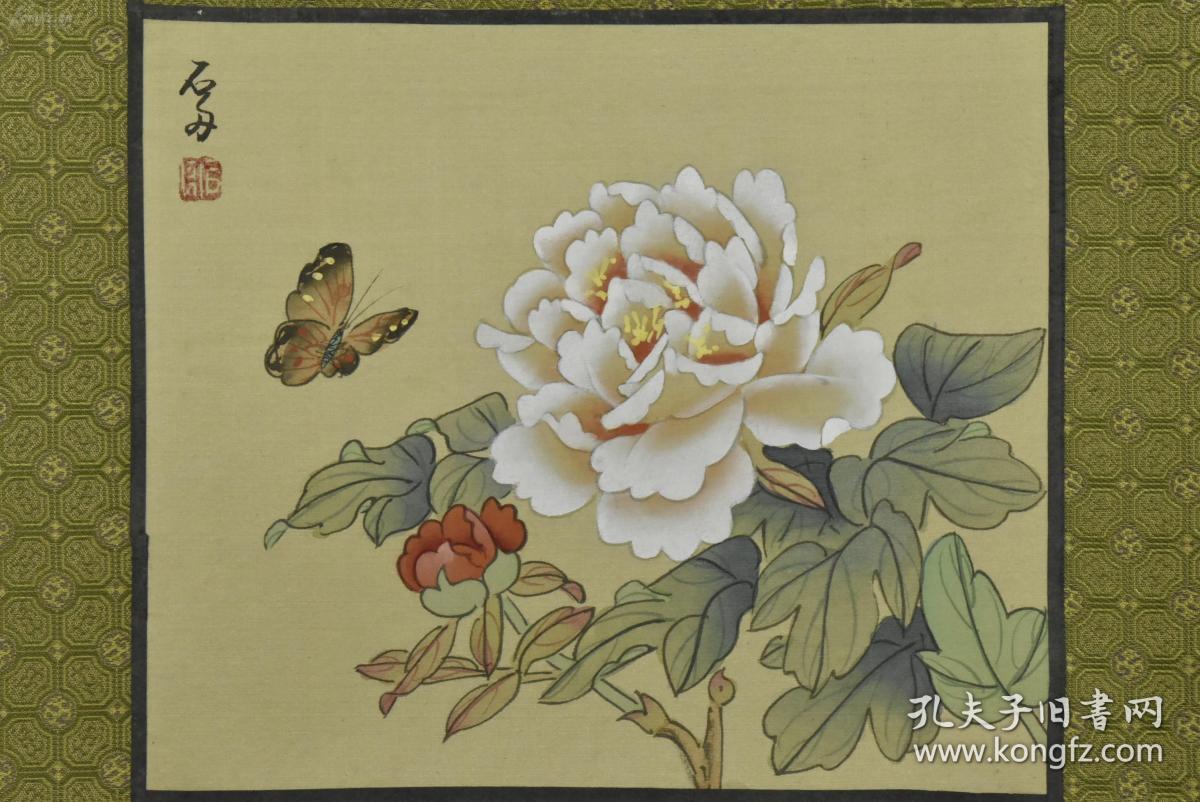 石舟,画家作绢本手绘《花鸟画》共四张 镜心 绫布装裱 背面盖有印章