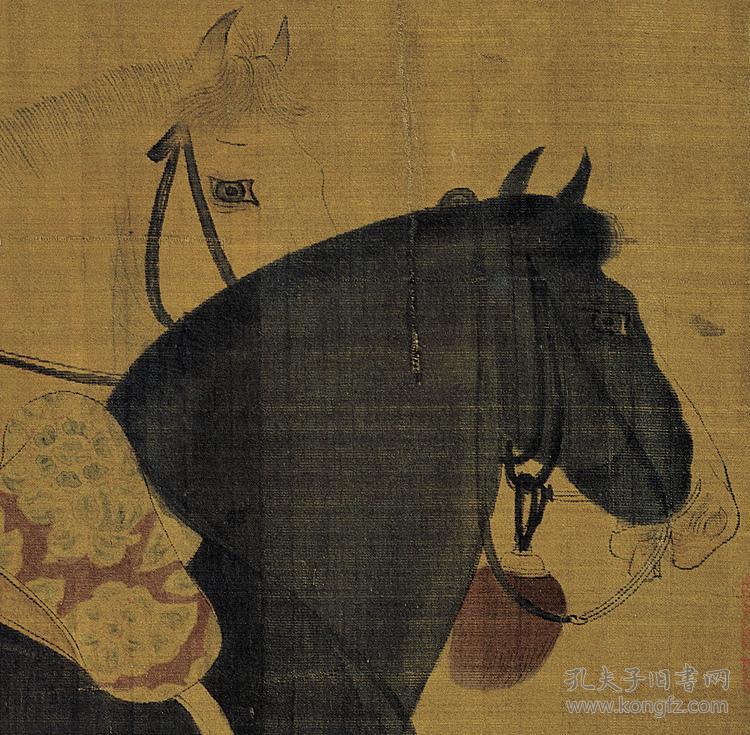 唐韩干牧马图275x341cm绢本国画宣纸绢布艺术微喷画芯名画复制原作