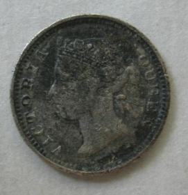 1891年香港五仙银币一枚