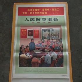 对开挂图宣传画：（1）人民防空准备（思想准备）（1971年上海市人民防空办公室）（2开）（绘画版时代色彩浓厚）（私藏好品）