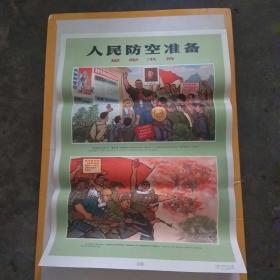 对开挂图宣传画：（3）人民防空准备（思想准备）（1971年上海市人民防空办公室）（2开）（绘画版时代色彩浓厚）（私藏好品）