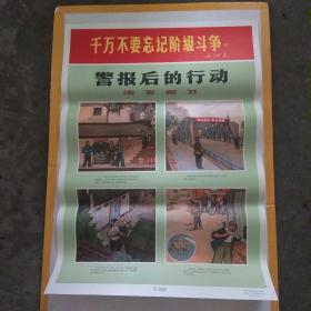 对开挂图宣传画：（13）警报后的行动（治安保卫）（1971年上海市人民防空办公室）（2开）（绘画版时代色彩浓厚）（私藏好品）
