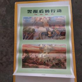 对开挂图宣传画：（15）警报后的行动（对空射击）（1971年上海市人民防空办公室）（2开）（绘画版时代色彩浓厚）（私藏好品）