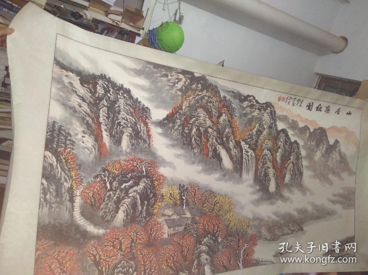 韦准2000年绘山水一幅原装裱画心尺寸约170x90有少许黄斑