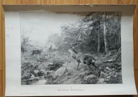 1890年木刻版画秋天的早晨，尺寸41*28cm