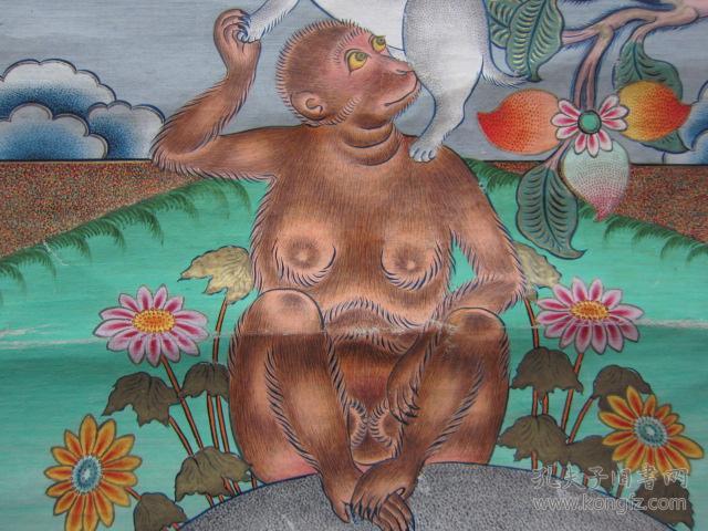 藏传佛教藏族文化艺术珍品:新中国初期精品唐卡《四喜图 四祥瑞》