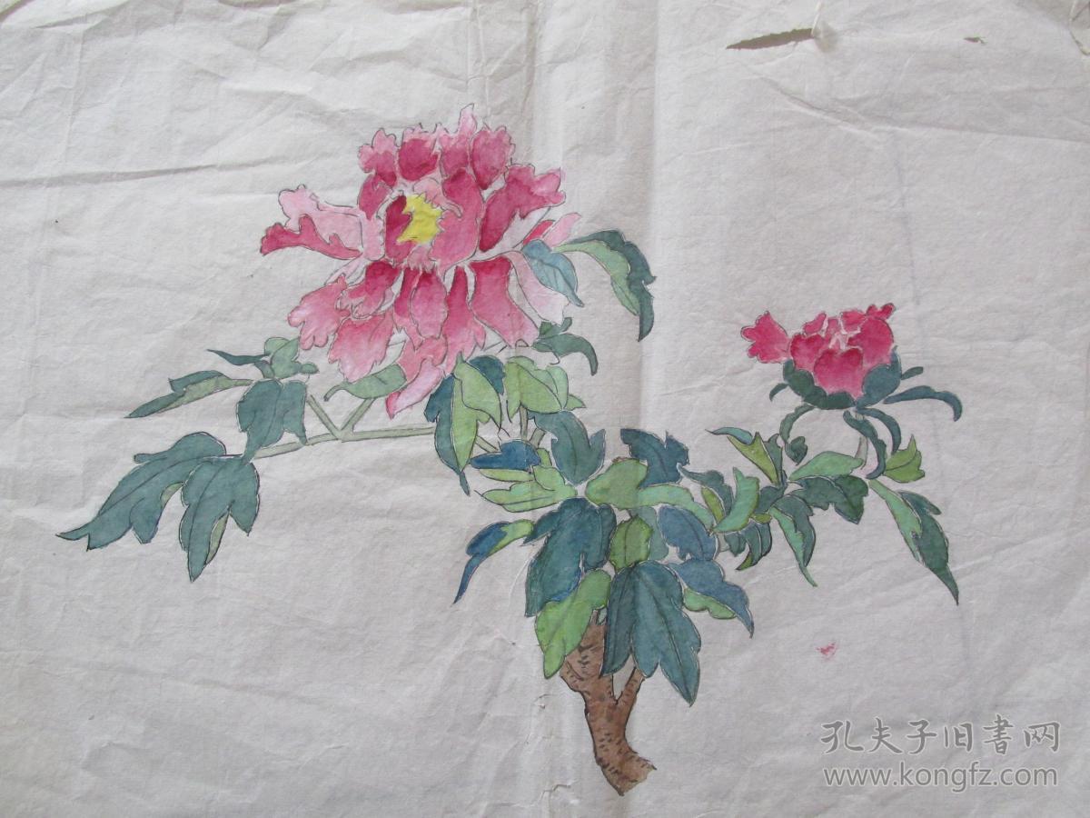 潍坊工艺美术设计师牡丹画稿五幅合售