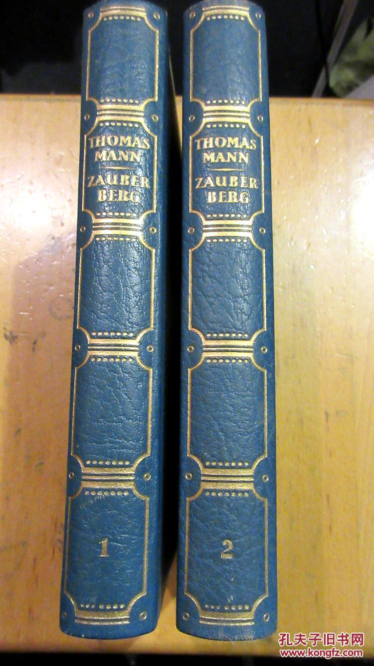 皮装/烫金封面,书脊/托马斯·曼《魔山》上下册 thomas mann