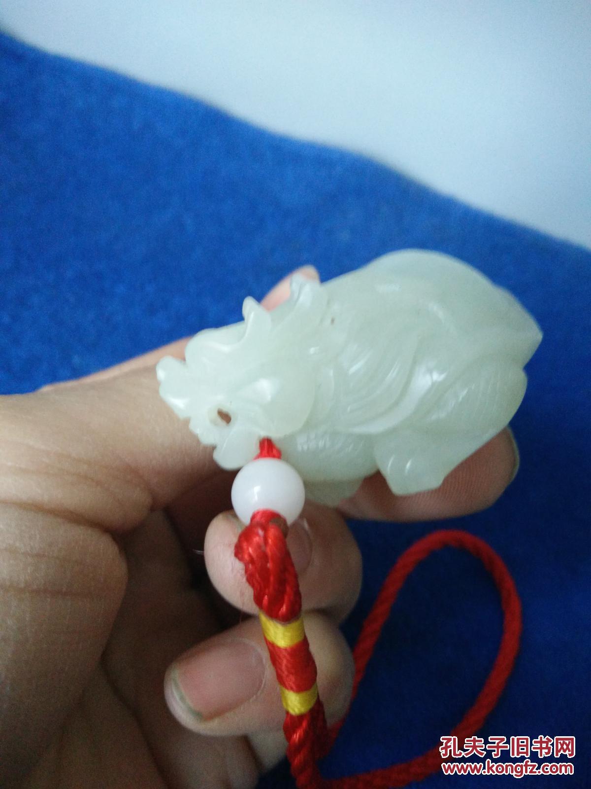 明代传世古玉老和田玉貔貅手把件