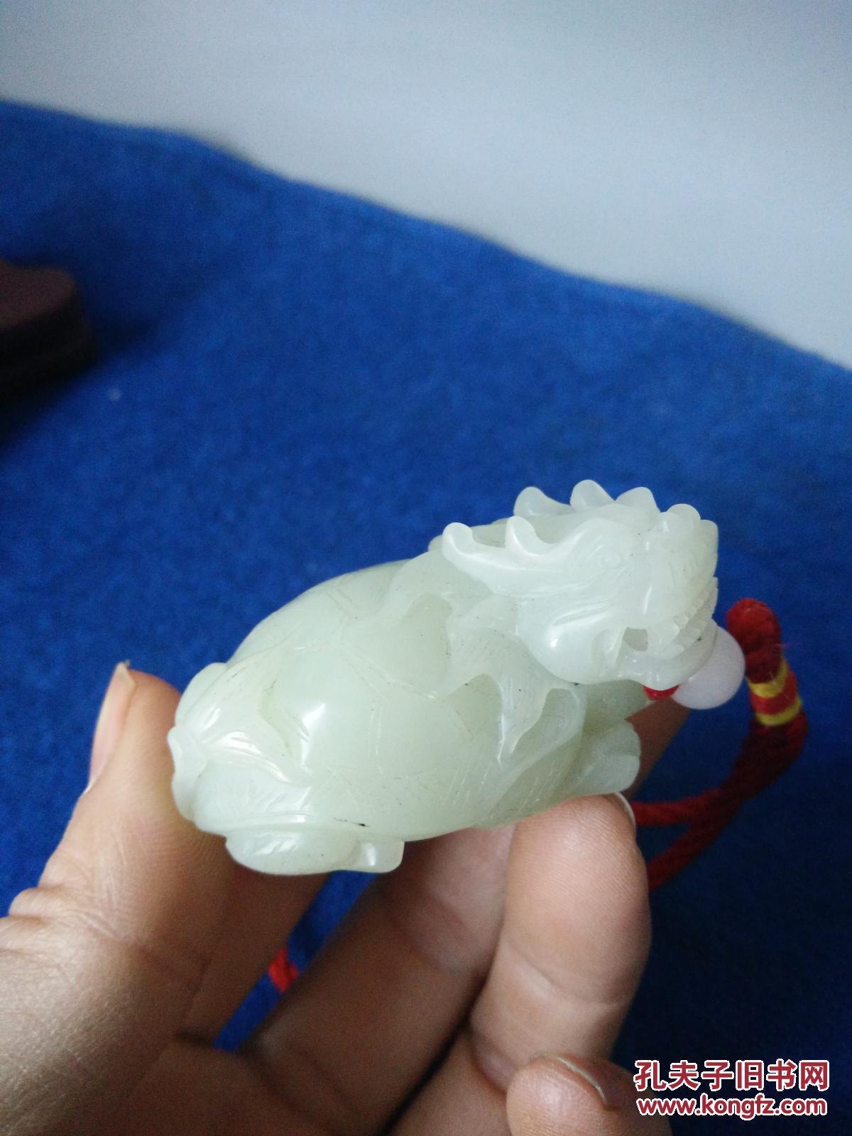 明代传世古玉老和田玉貔貅手把件