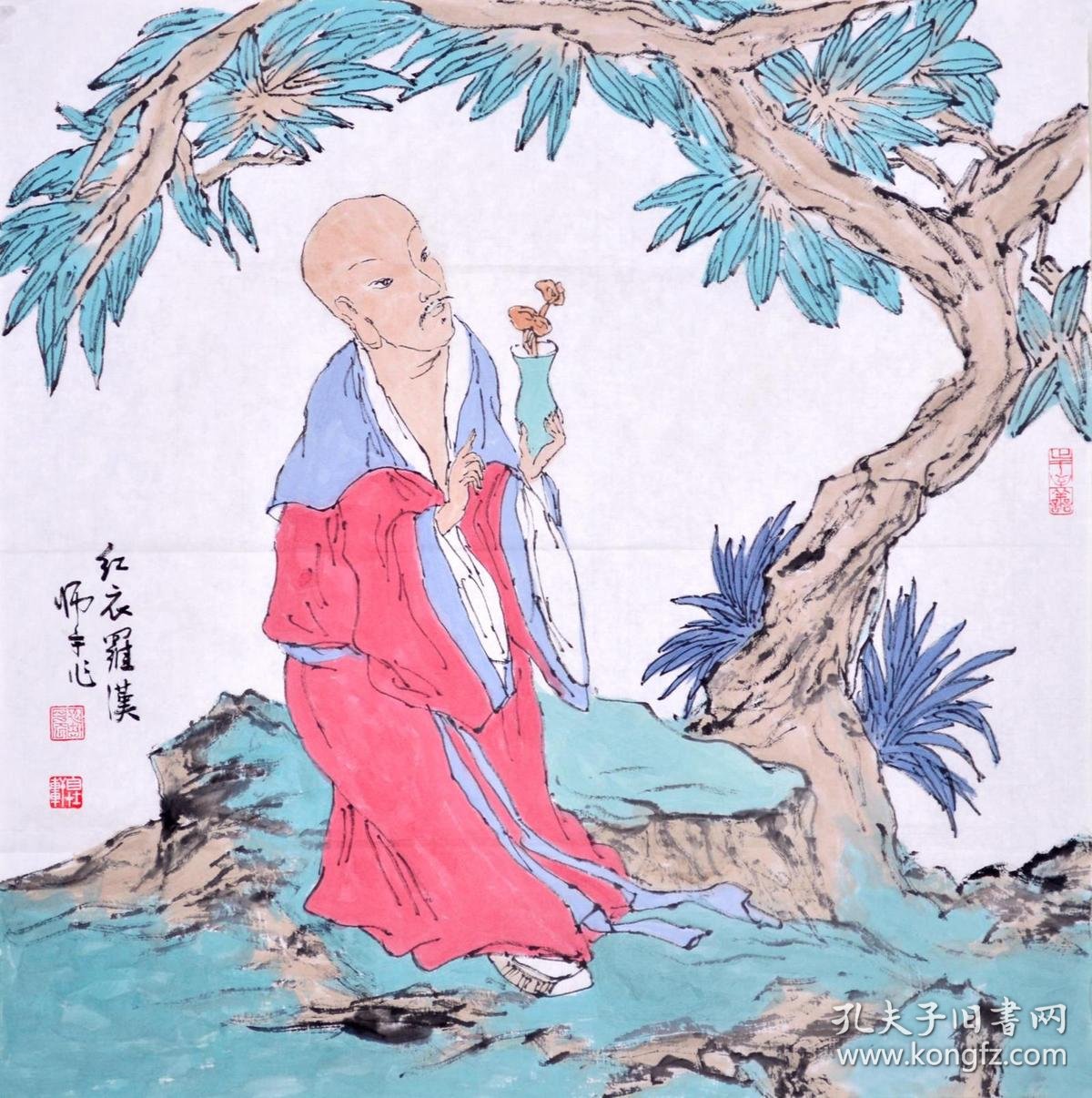 中国书画艺术家创作中心画家胡老师《红衣罗汉》rw0522