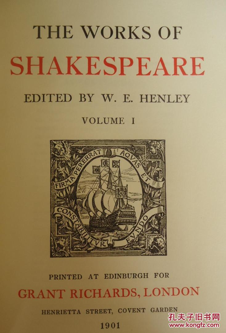 1903 年shakespeare- the tempest 爱丁堡对开本 莎士比亚经典名剧