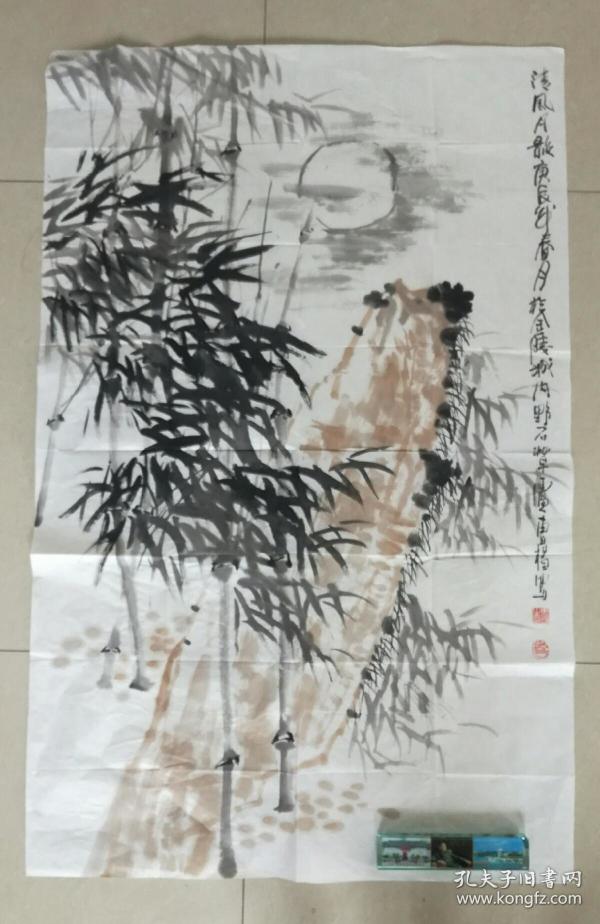 画家曹 杨 阳)大幅国画《清风月影》