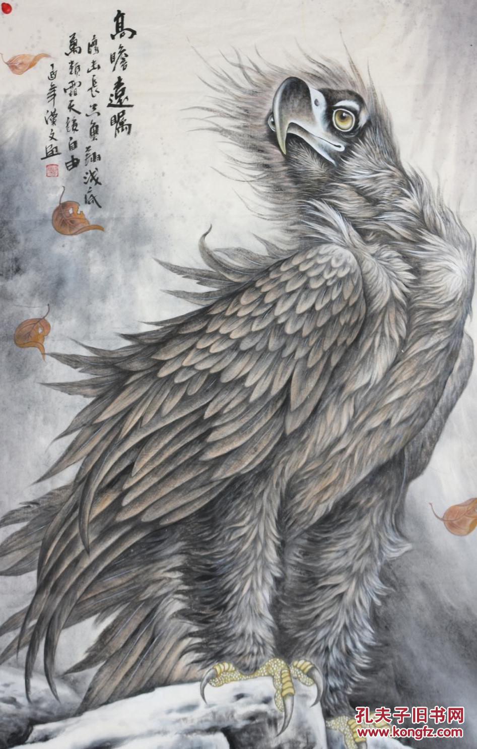 国家一级美术师丁老师纯手绘大六尺雄鹰图