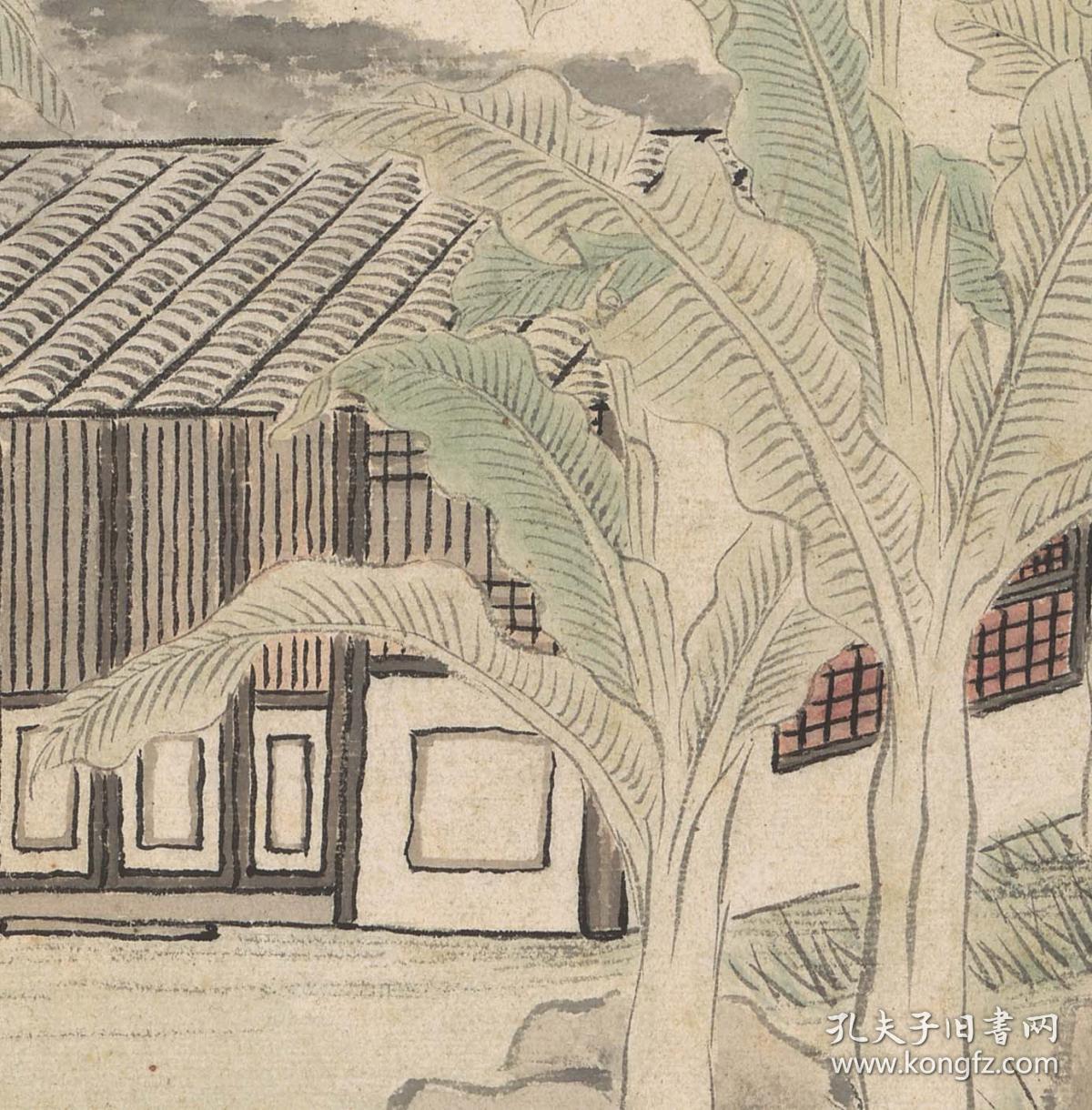 齐白石 复制品 石门二十四景--蕉窗夜雨图