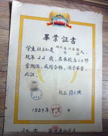 1959年湖北省武昌县第一中学毕业证书