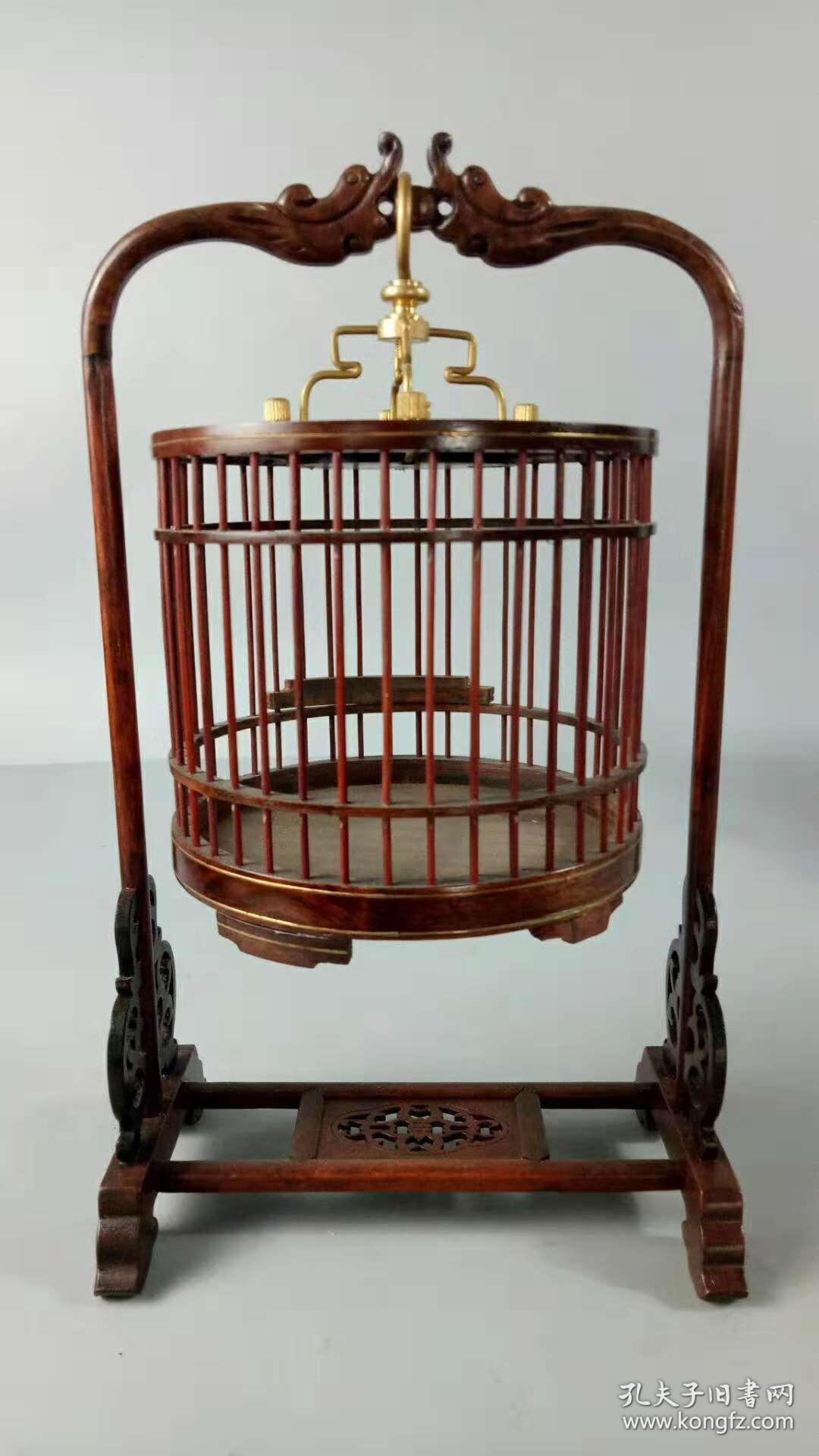 红木鸟笼子一套,尺寸及品相如图,做工精致,精美摆设
