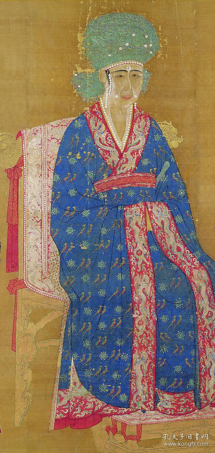 宋佚名宋仁宗后坐像62x59cm绢本国画宣纸绢布艺术微