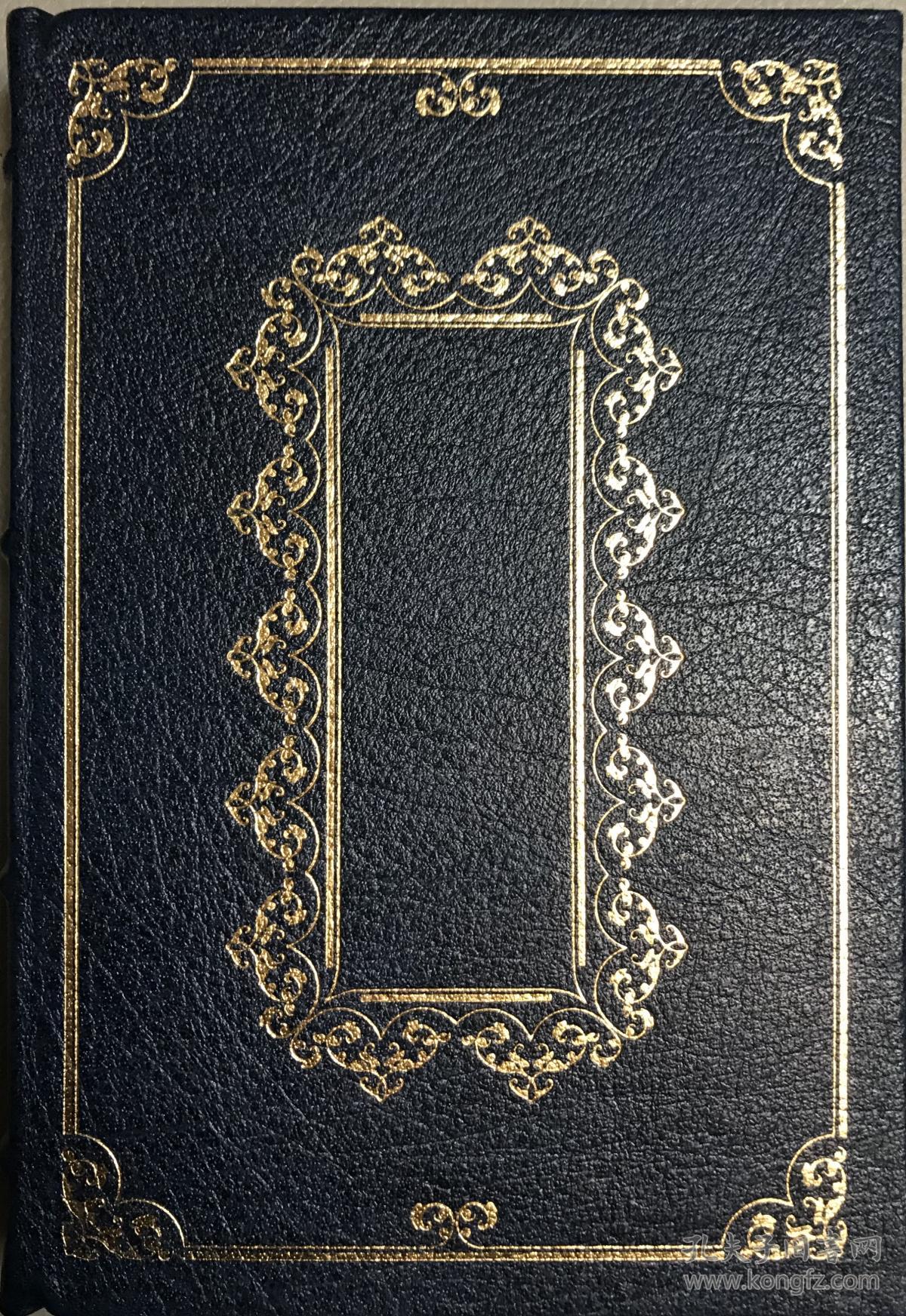 富兰克林世界名著100部真皮豪华限量版丛书 书脊,封面烫金图案  书口