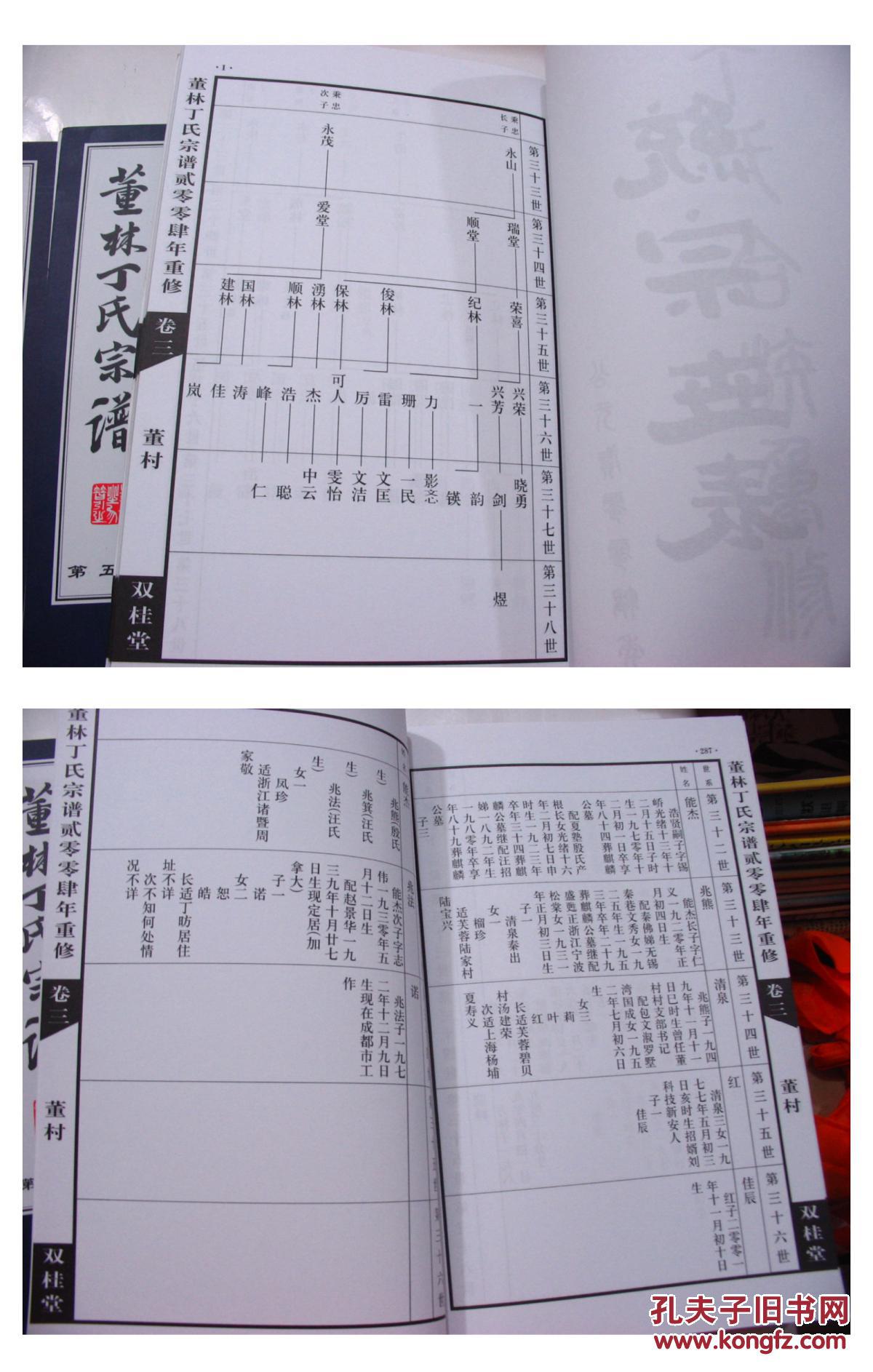 家谱宗谱类:【董林丁氏宗谱】(双桂堂藏板,线装,2004年重修全套6册)