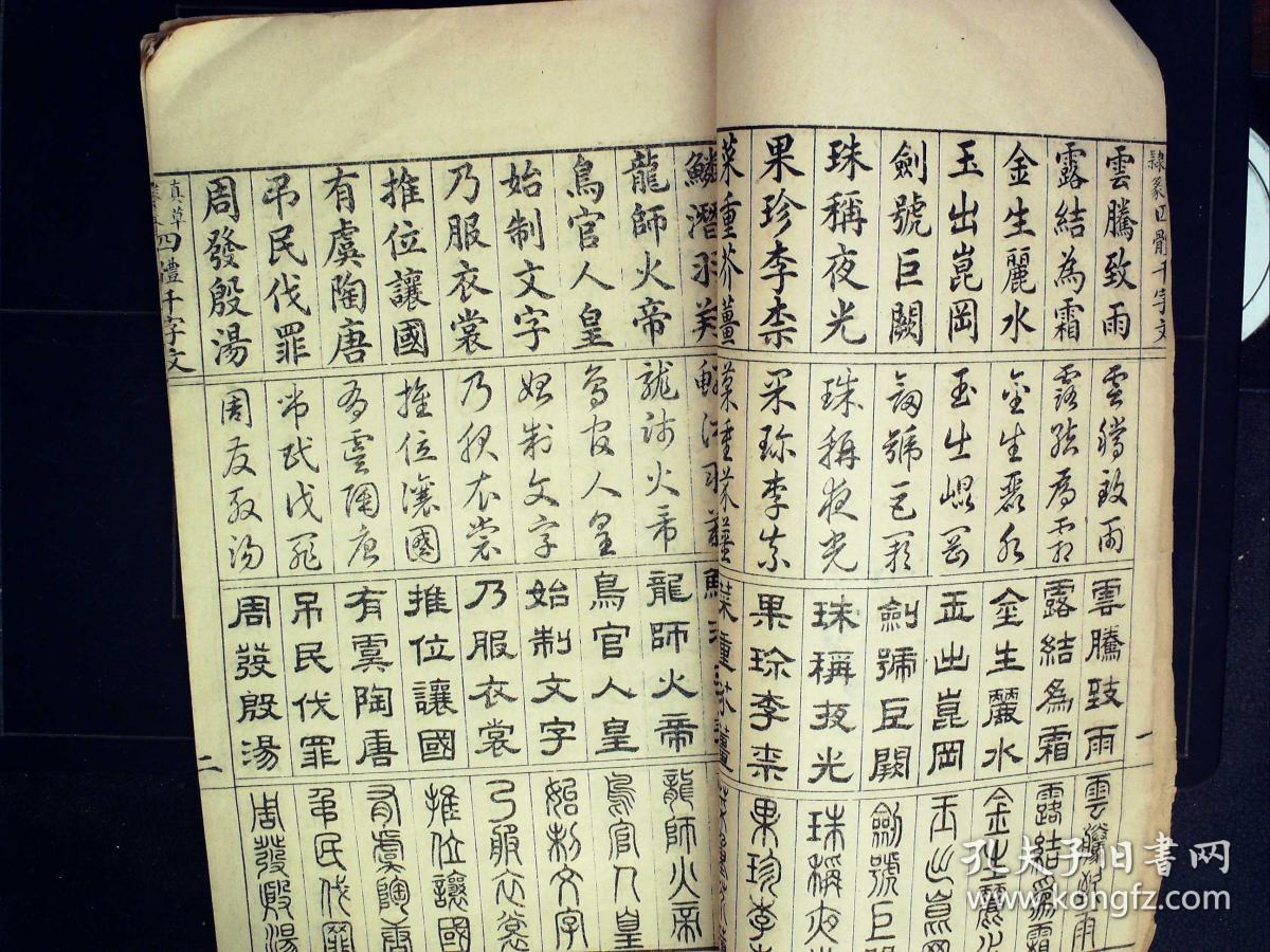 q296,清末铸记书局精石印本:真草隶篆四体千字文,大开本线装一册全