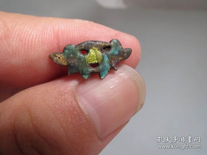 民国烤蓝点翠老银簪花