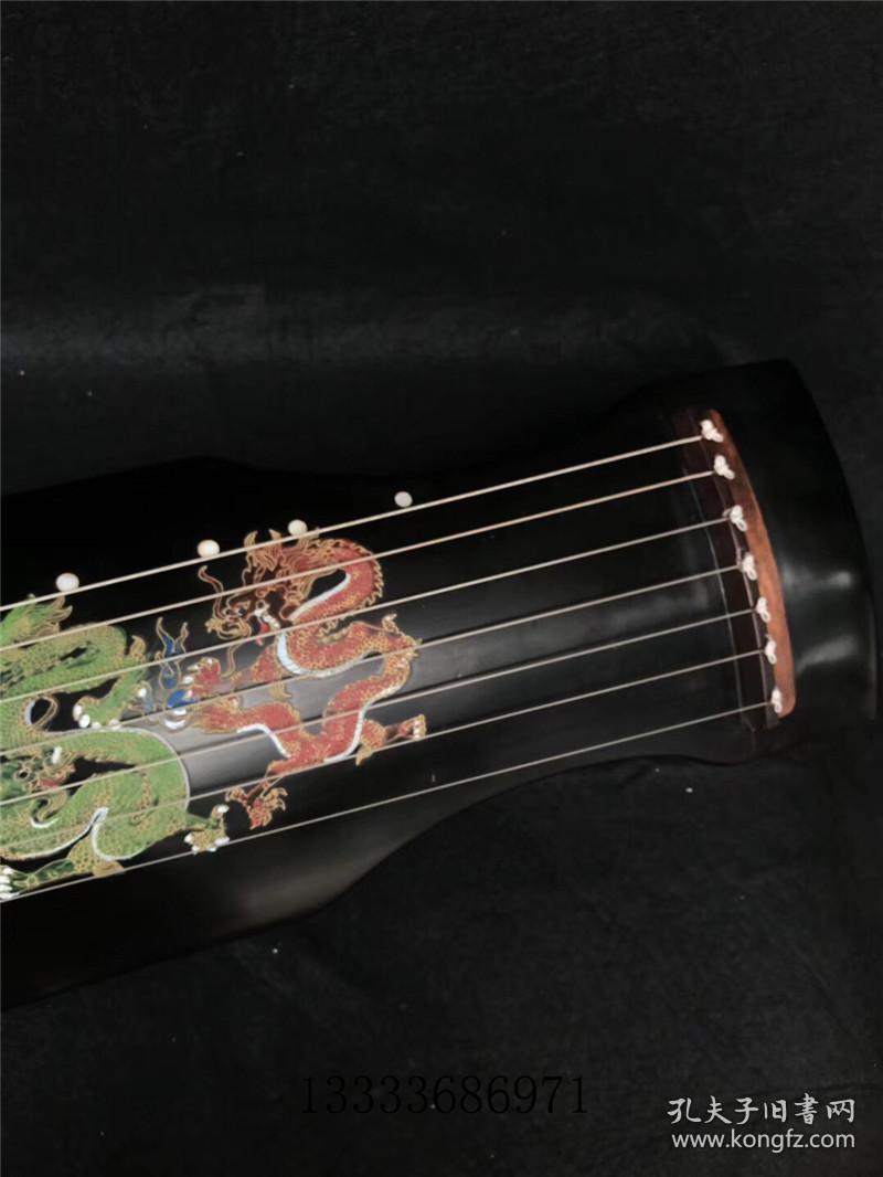 古玩 老物件 音乐器材 老漆器龙生九子 九龙图古琴 七弦琴