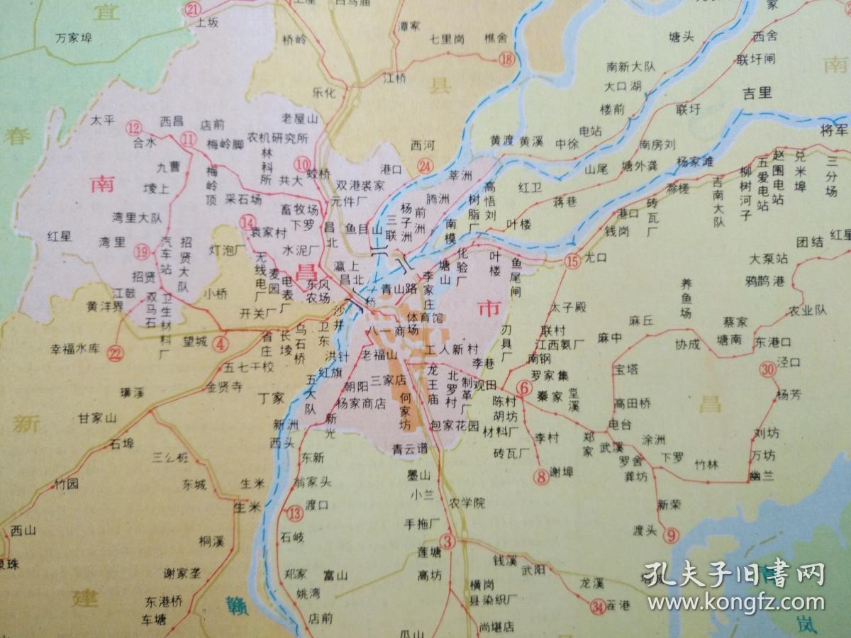 南昌市旅游图(纪念版全新老图) 1981年10月 南昌地图 南昌市地图