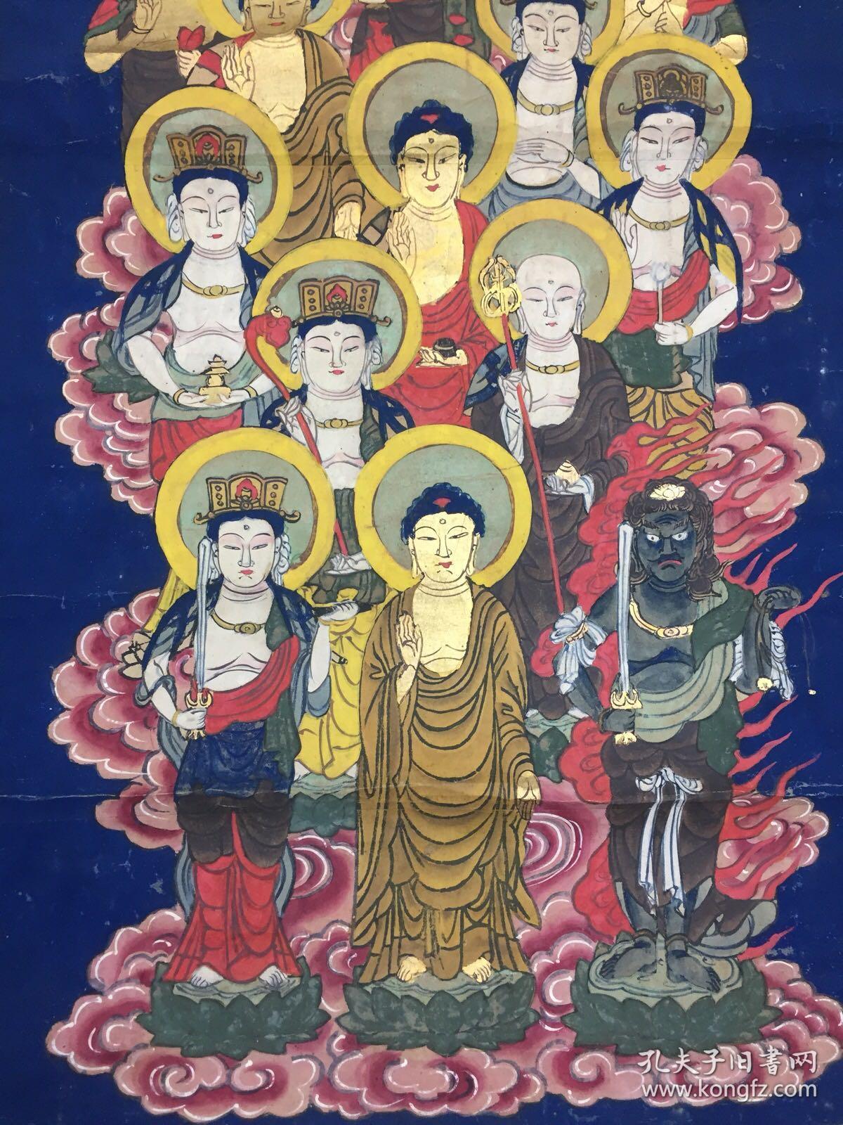 佛光普众生:清末佚名尊绘《十三佛》一幅(纸本立轴,尺寸:74*41cm,局部