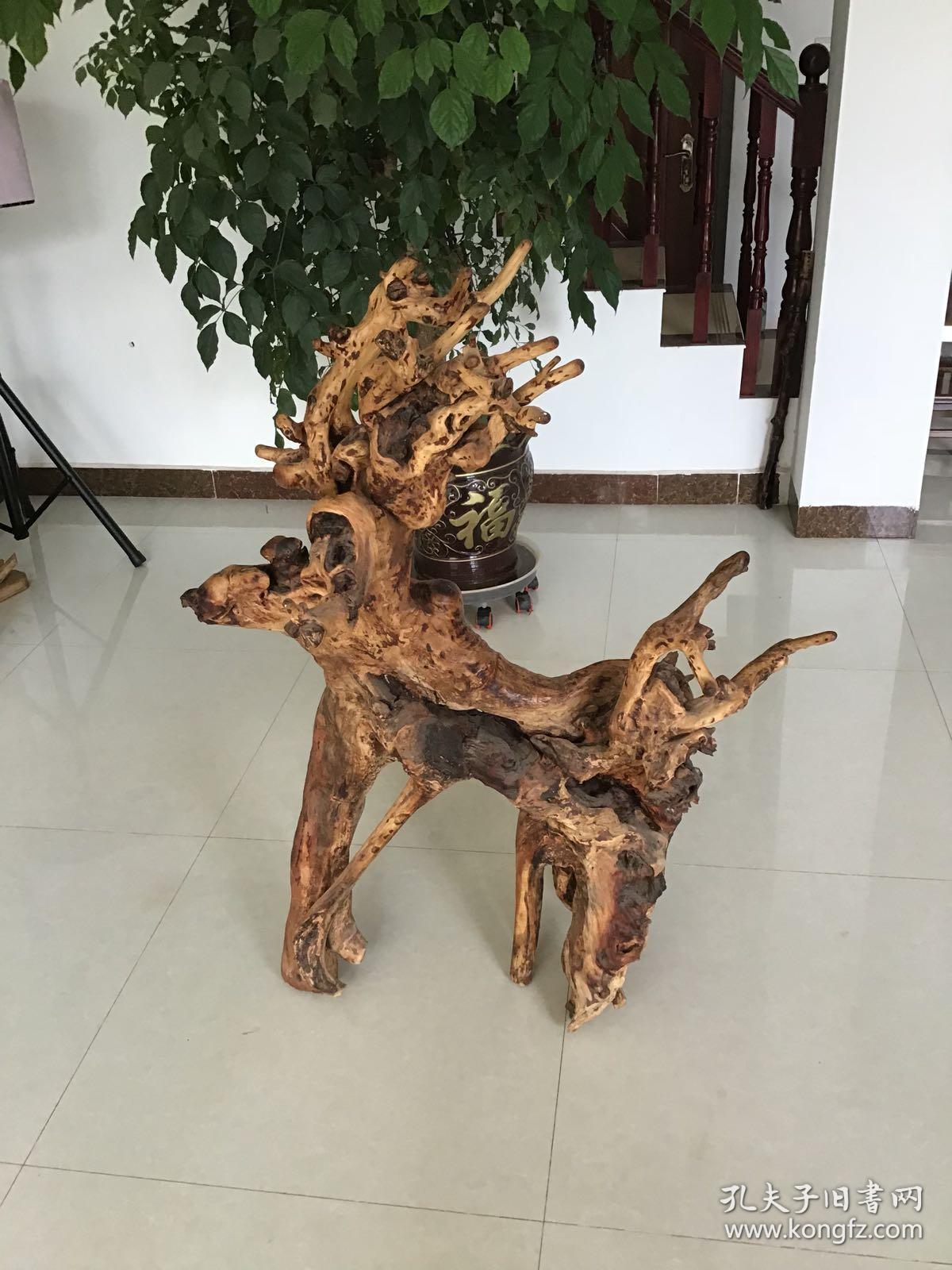 紫柚木根艺梅花鹿摆件品