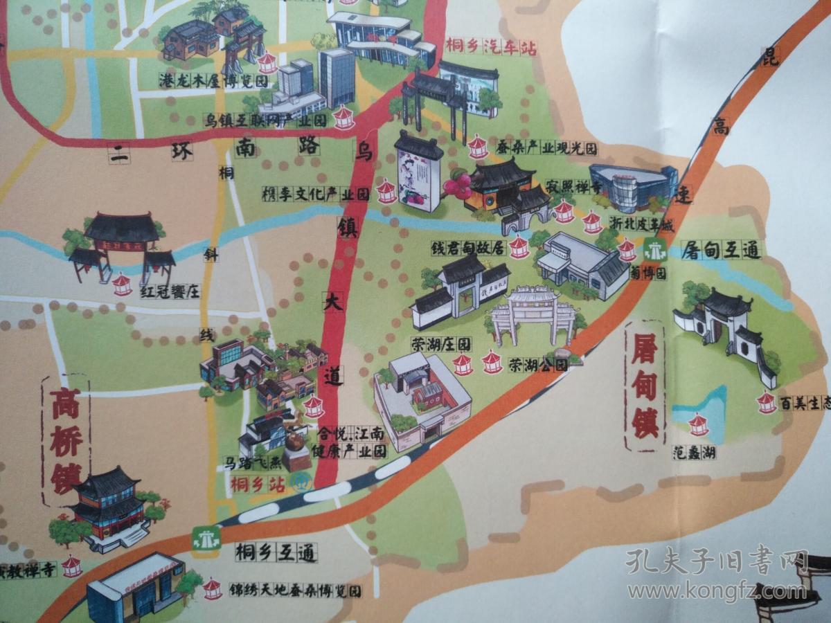 桐乡市全域旅游 手绘地图 桐乡市地图 桐乡地图