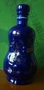 收藏酒瓶 老滕县荷花图闪亮蓝釉酒瓶高22厘米一斤装（原物拍照）37j