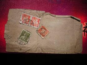 五十年代贴4枚普8邮票 挂号实寄封 含信