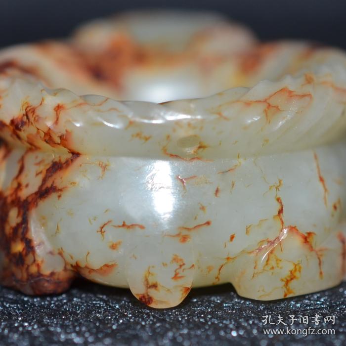 古董古玉老玉和田籽料沁色羊形器把件