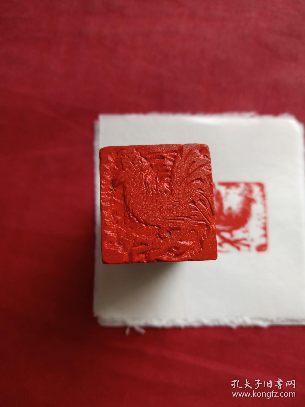 方柱形老寿山石生肖鸡印章