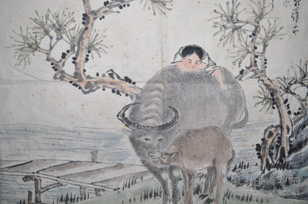 钱慧安童子牧牛国画册页