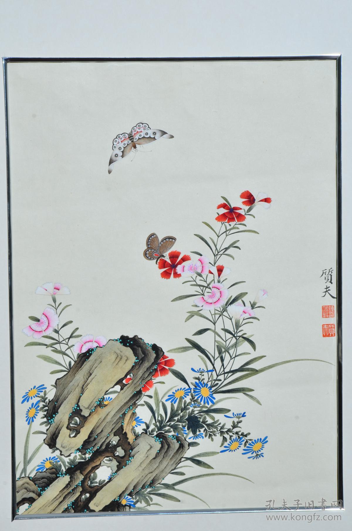 鲁美四老之一钟质夫花卉四帧