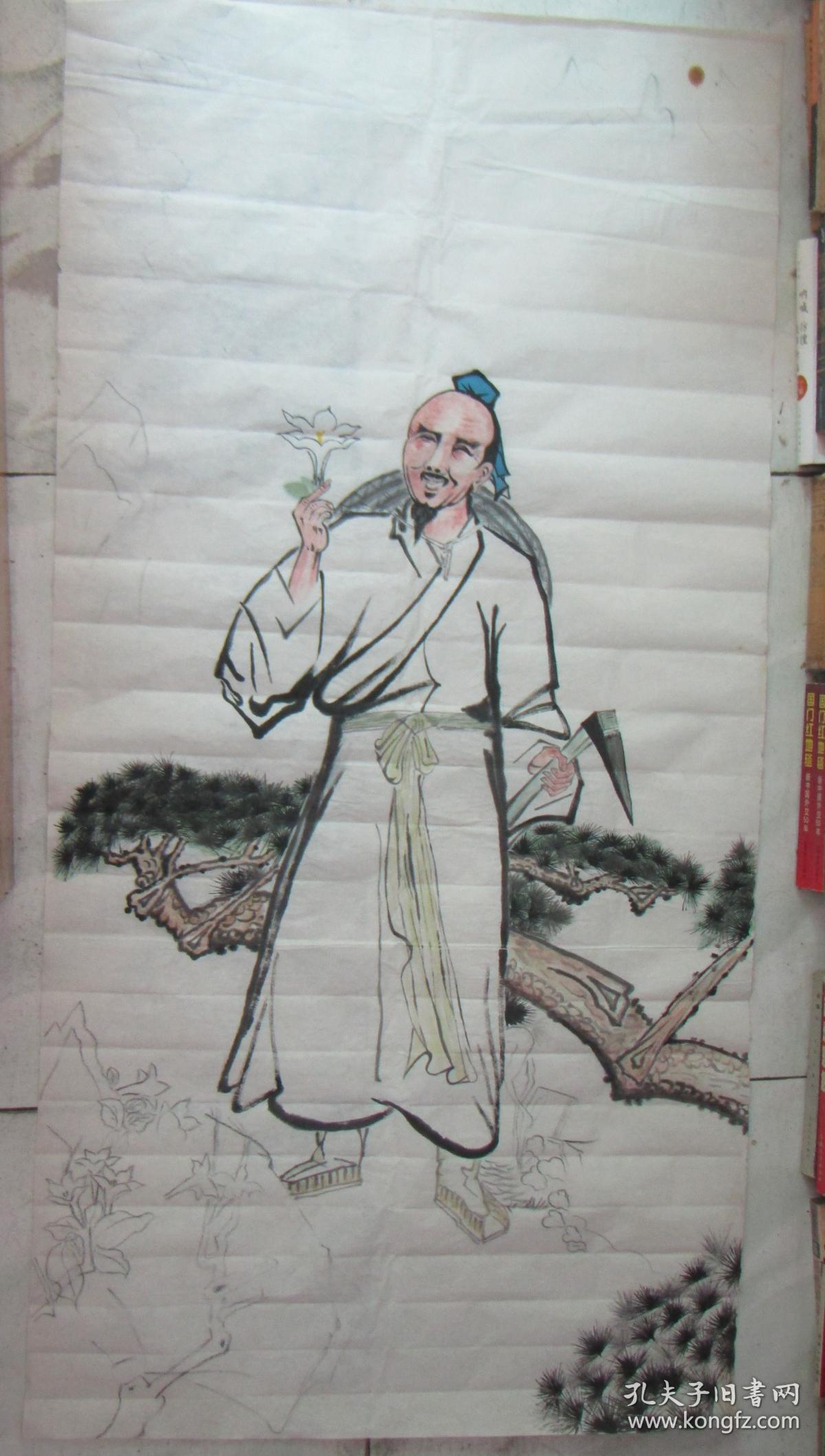 未完成国画画稿:李时珍