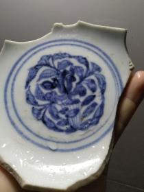 明代成化弘治时青花花卉标本瓷片碗底