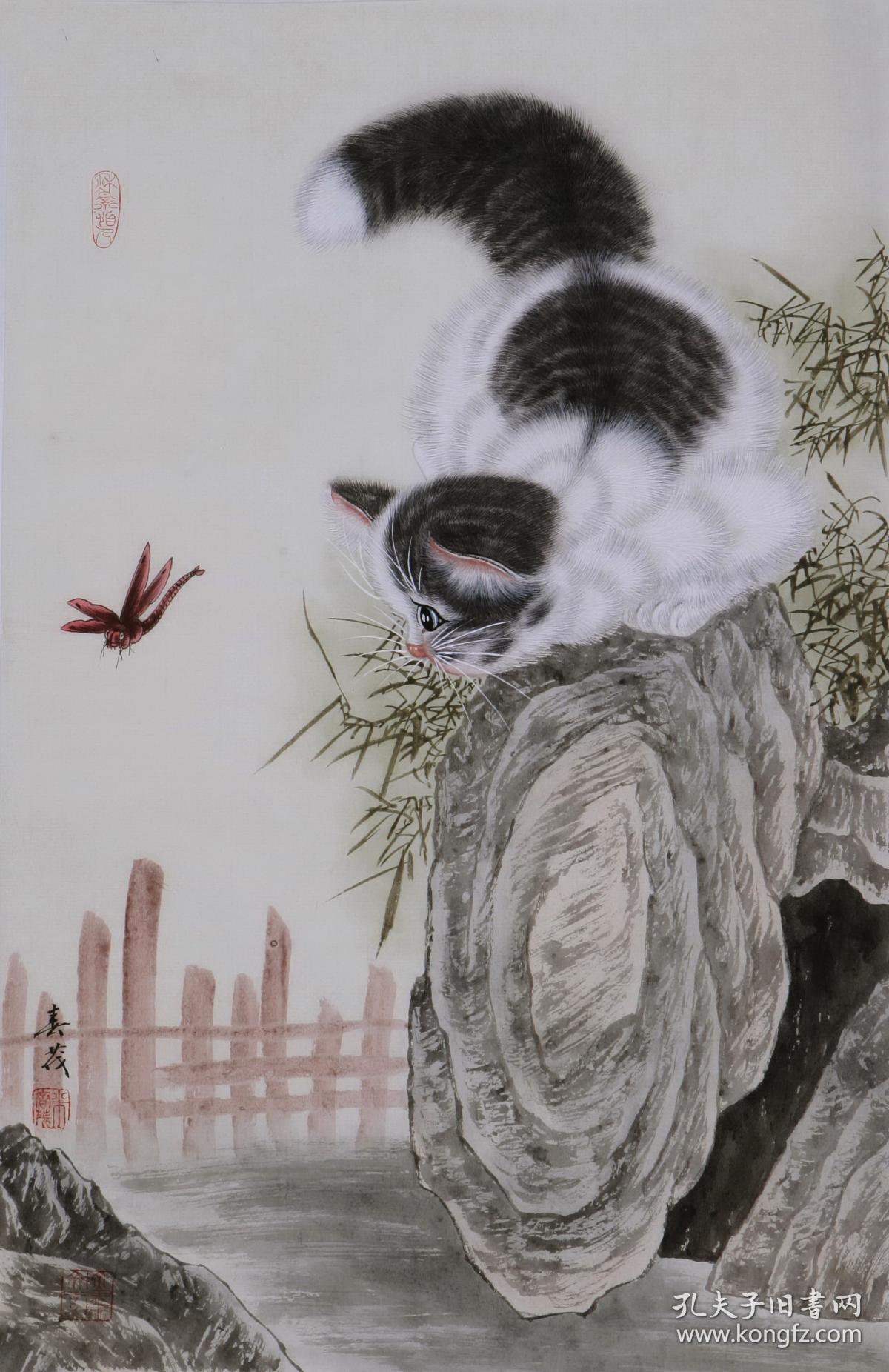 书法字画,"当代花猫圣手"—— 米春茂 精品 花鸟工笔,《猫趣.