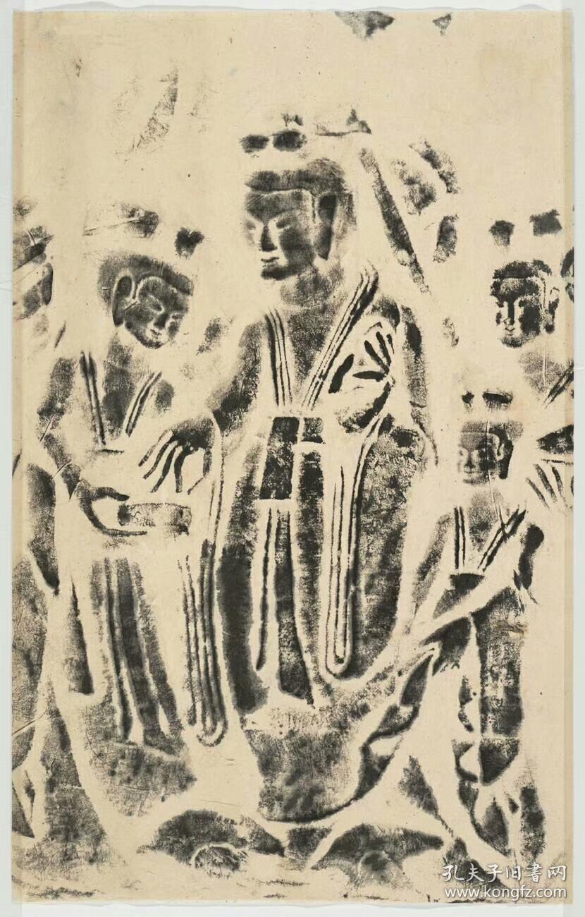 清拓本.河南巩县石窟寺,第四窟南壁西面礼佛图第二层.拓片尺寸29.
