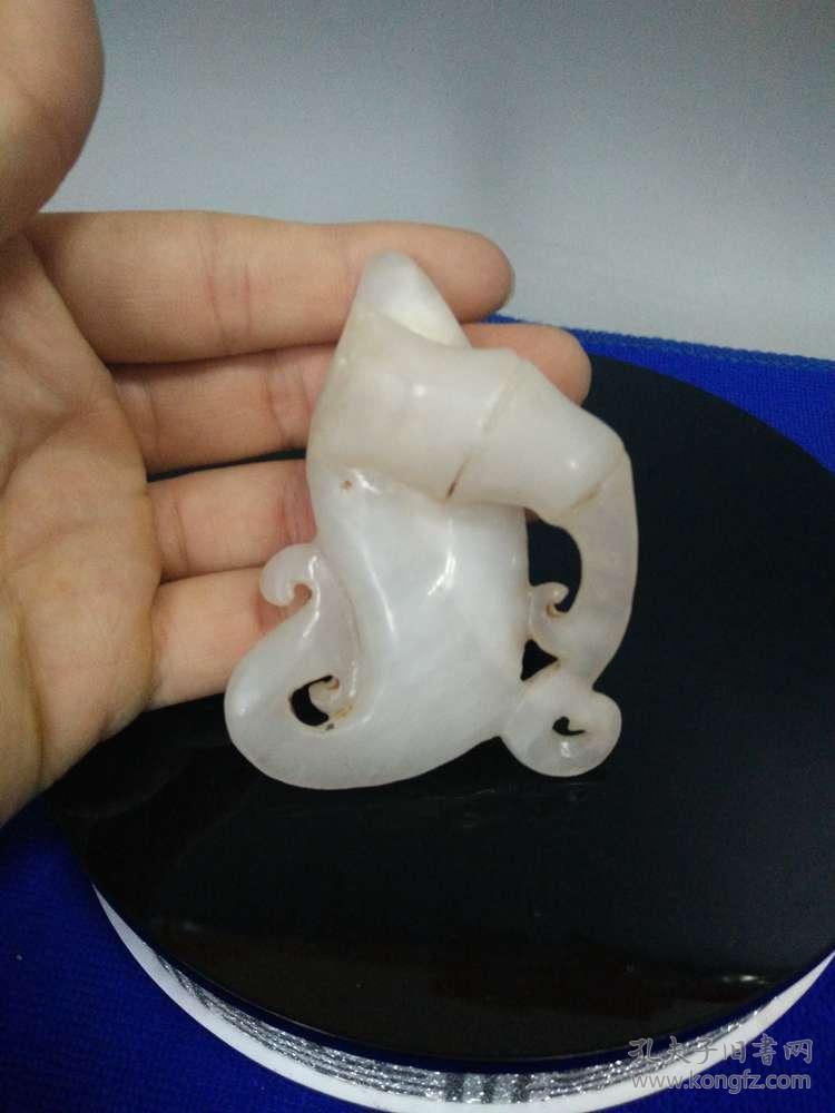 明代古玉老和田羊脂玉瑞兽把件